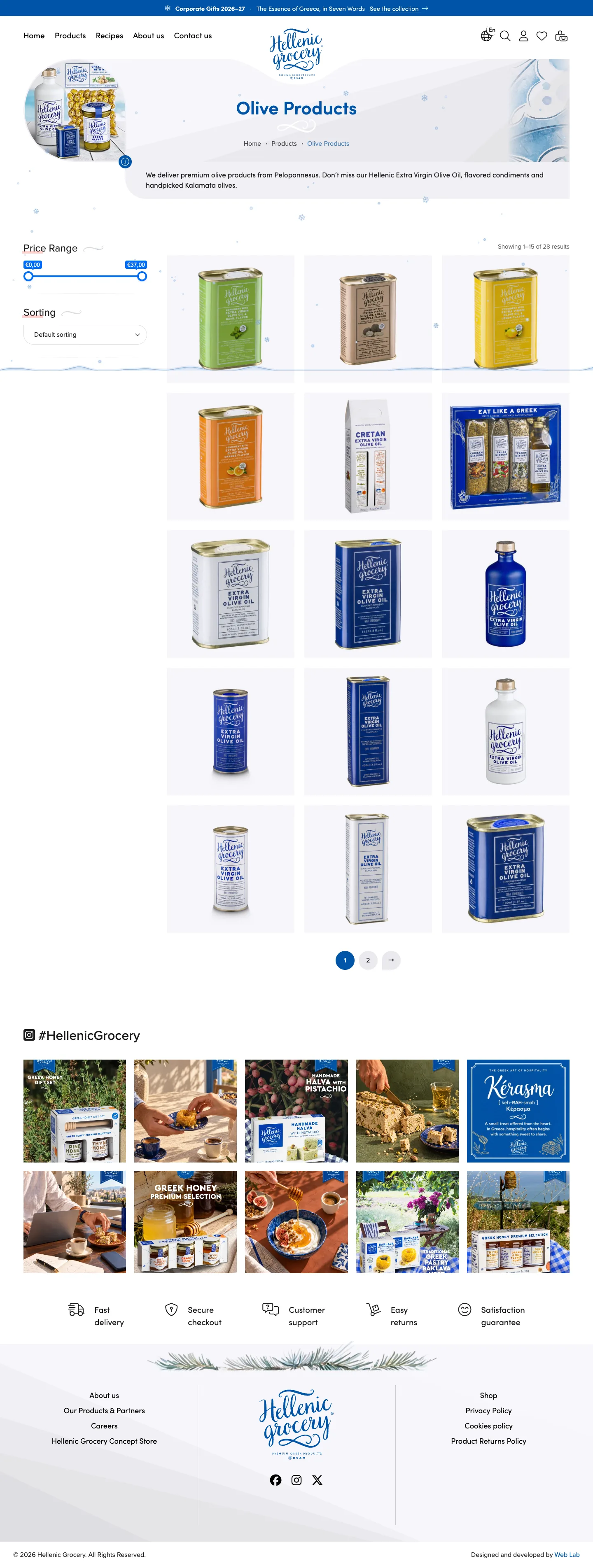 hellenicgrocery.com on desktop: olive products